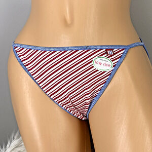 Vintage Y2K Delicates String Bikini Panties Low Rise Size 6 Shine Strap New NOS